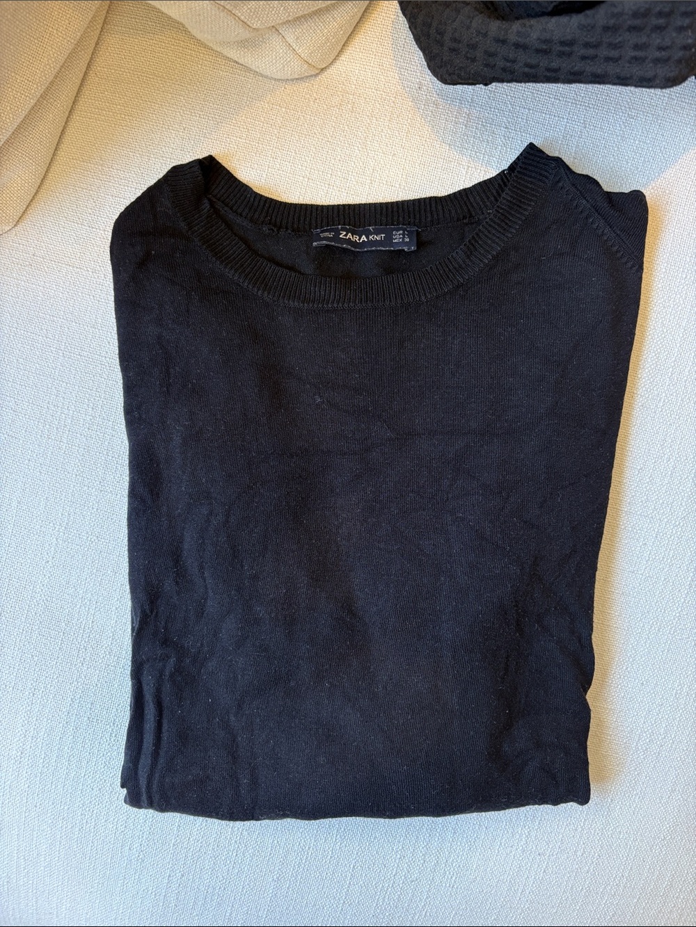 Zara Black Crewneck Knit Sweater
